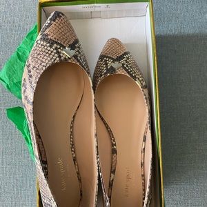 Kate Spade Nylah Beige Snakeskin Pointed Toe Flat
